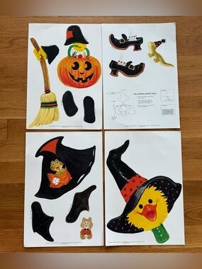 Vintage 1993 Suzy’s Zoo Halloween Jointed Die Cut Decoration Set Complete NOS